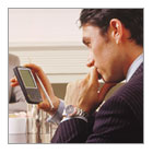 Man using his BlackBerry