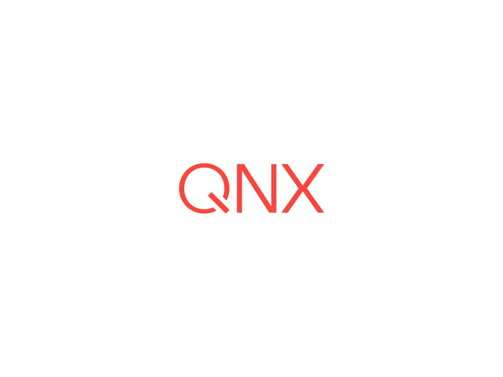 QNX logo red font on a white background